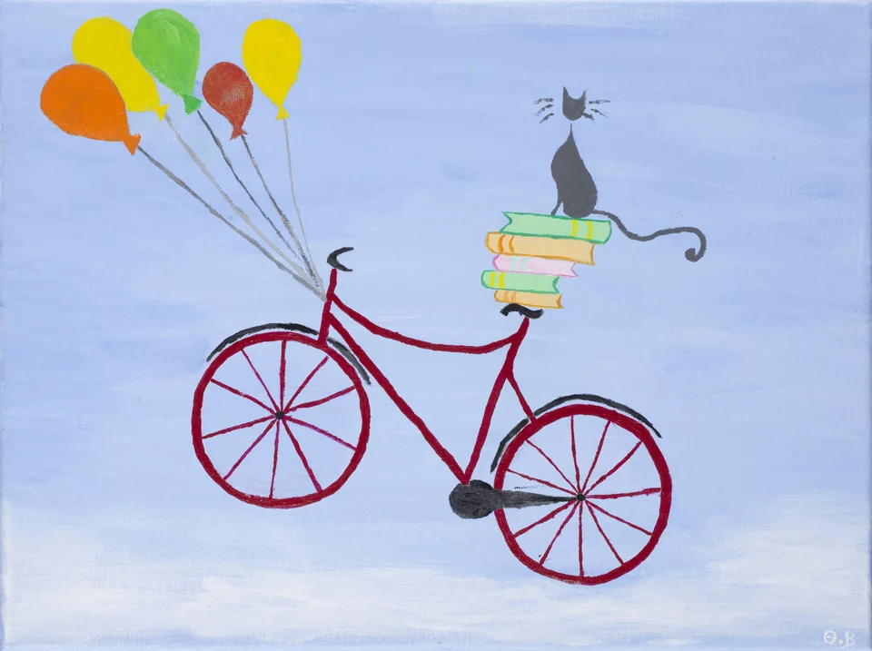 Φωτογραφία από την έκθεση με παιδικές ζωγραφιές στην Αθήνα. Θεοδώρα Βάδεν, Το ποδήλατό μου, 14 ετών