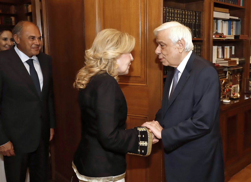 Ο Πρόεδρος της Δημοκρατίας υποδέχεται την κυρία Μαριάννα Β. Βαρδινογιάννη