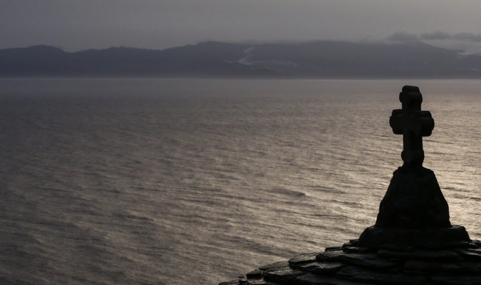 Εικόνα της θάλασσας από την χερσόνησο Άθω στο Άγιο Όρος