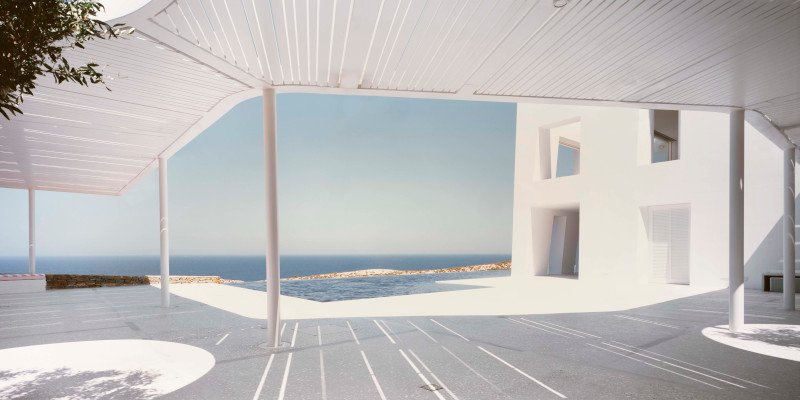 Έχει θέα 180º προς το Αιγαίο και τα γειτονικά νησιά της Σίφνου και της Σερίφου.
