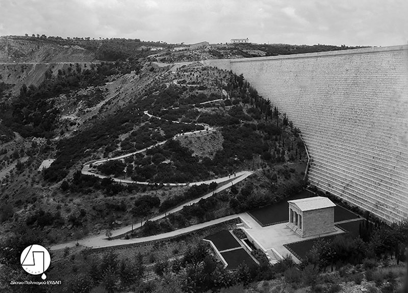 Άποψη του Φράγματος Μαραθώνα, π. 1930-1931/ Φωτογραφία: Ιστορικό Αρχείο ΕΥΔΑΠ