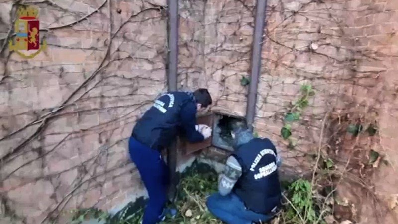 Αστυνομικοί κοιτάζουν τρύπα