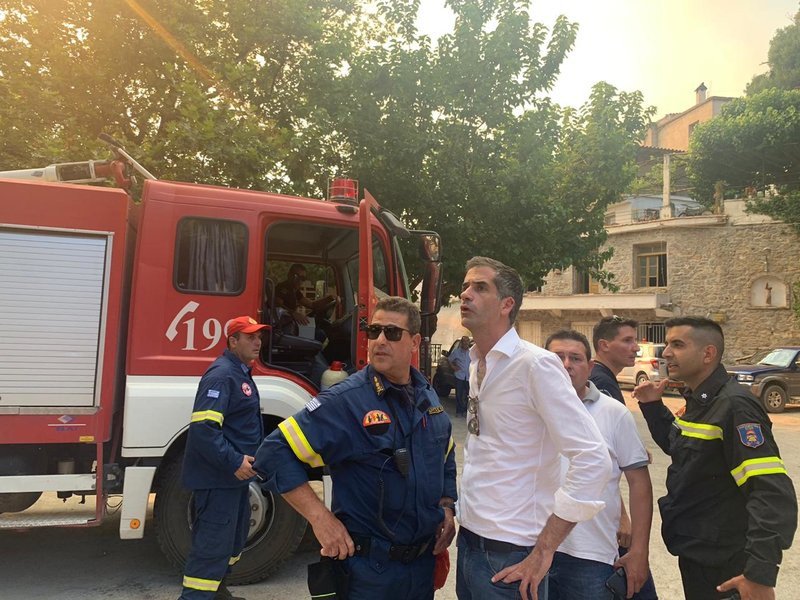 Από νωρίς βρέθηκε στον τόπο της πυρκαγιάς ο Κώστας Μπακογιάννης