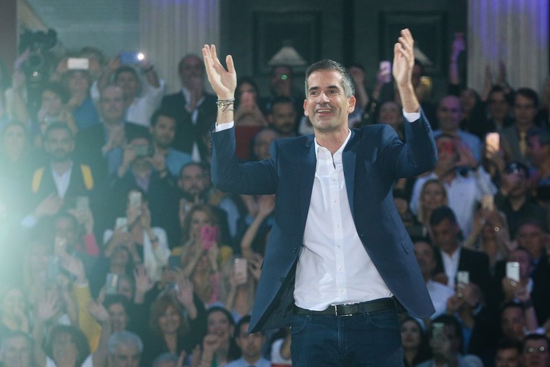 Η κεντρική προεκλογική ομιλία του Κώστα Μπακογιάννη στην Αθήνα -Φωτογραφία: EUROKINISSI/ ΓΙΩΡΓΟΣ ΚΟΝΤΑΡΙΝΗΣ