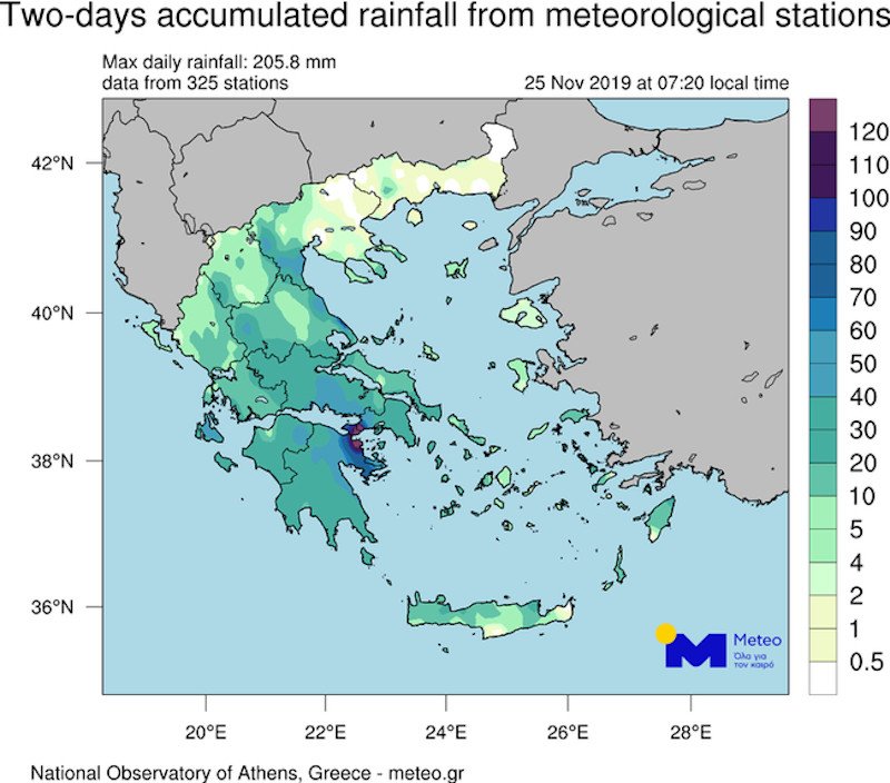 Τα χιλιοστά βροχής στην χώρα