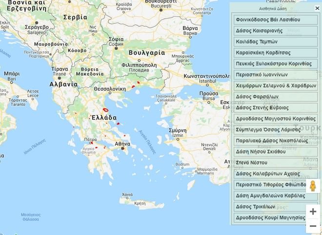 Ο χάρτης με τα αισθητικά δάση στην Ελλάδα