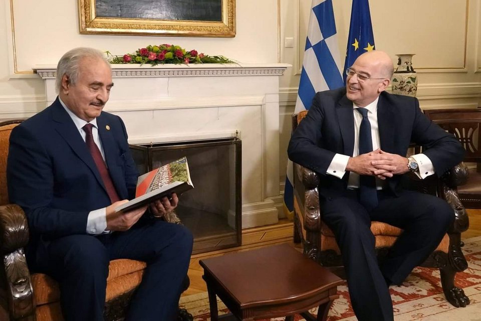 Χαφτάρ-Δένδιας στο ελληνικό ΥΠΕΞ/Φωτογραφία ΥΠΕΞ