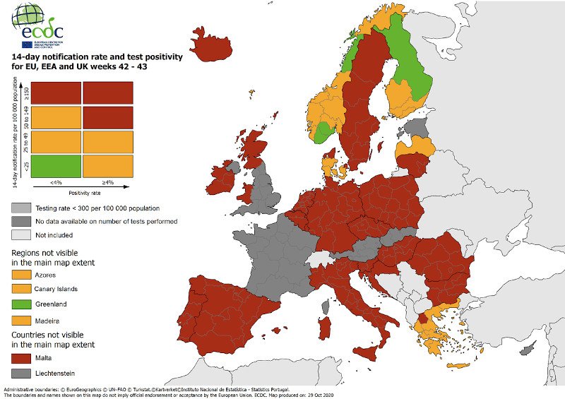 Ο σύνθετος δείκτης που χρησιμοποιεί το Ευρωπαϊκό Κέντρο αποτυπώνει τόσο τον ρυθμό διάδοσης της νόσου όσο και τη δυναμική διείσδυσής της στην κοινότητα.