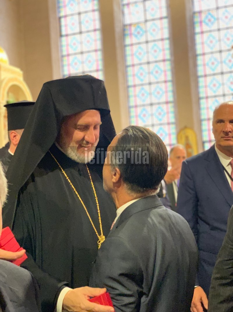 Ο Αρχιεπίσκοπος Αμερικής Ελπιδοφόρος με τον επιχειρηματία Κρίστιαν Χατζημηνά