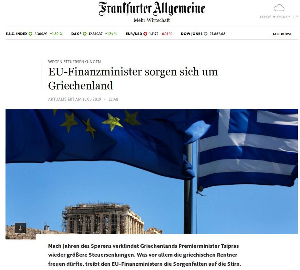 Τα μέτρα του Τσίπρα προκαλούν ρυτίδες ανησυχίας στους πιστωτές, σχολιάζει η FAZ.