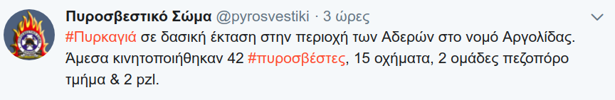 Η ενημέρωση του Πυροσβεστικού Σώματος μέσω twitter
