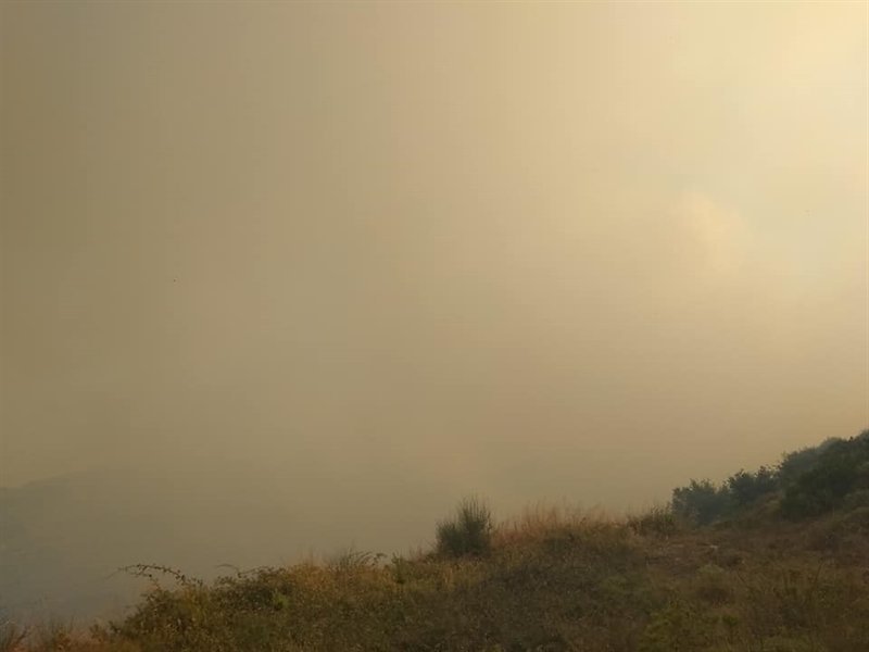 Πυκνός καπνός έχει πνίξει την Χαλκίδα από την πυρκαγιά στην Κύμη.