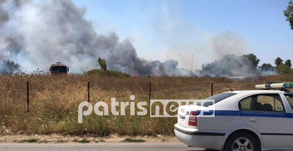 Το σημείο που εκδηλώθηκε η πυρκαγιά το μεσημέρι της Κυριακής.