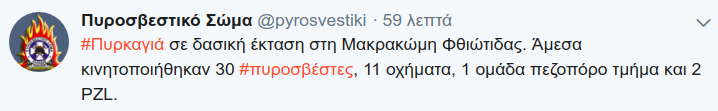 Η ενημέρωση του Πυροσβεστικού Σώματος μέσω twitter