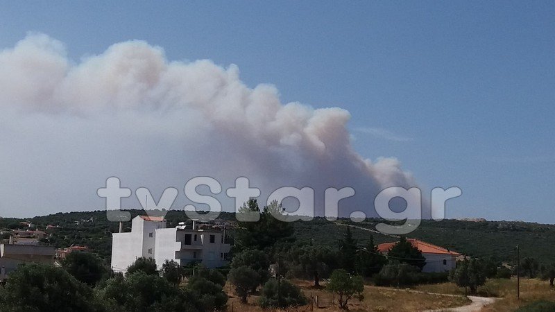 Η φωτιά που καίει την περιοχή Μανίκια της Εύβοιας