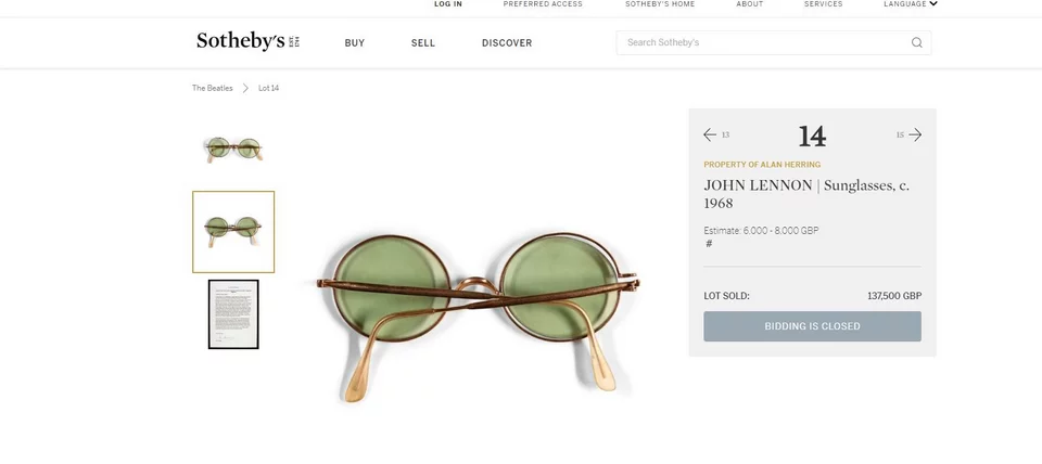 Τα γυαλιά ηλίου του Τζον Λένον