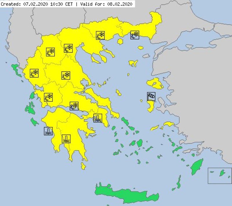 Χάρτης καιρό Σαββάτου
