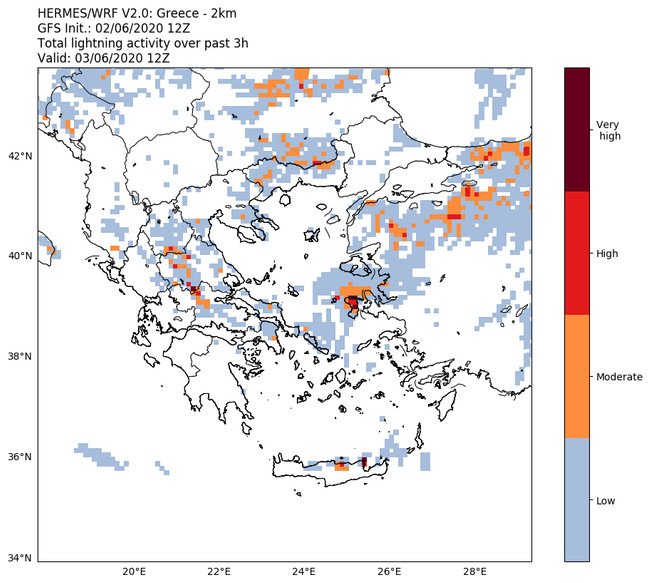 καιρός χάρτης κεραυνοί