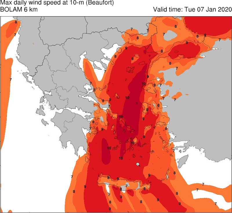 Θυελλώδεις και σήμερα οι άνεμοι / Πηγή: METEO.GR