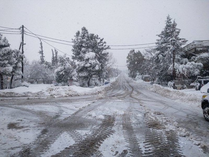 Έντονη χιονόπτωση στην Φθιώτιδα έφερε η κακοκαιρία Μήδεια