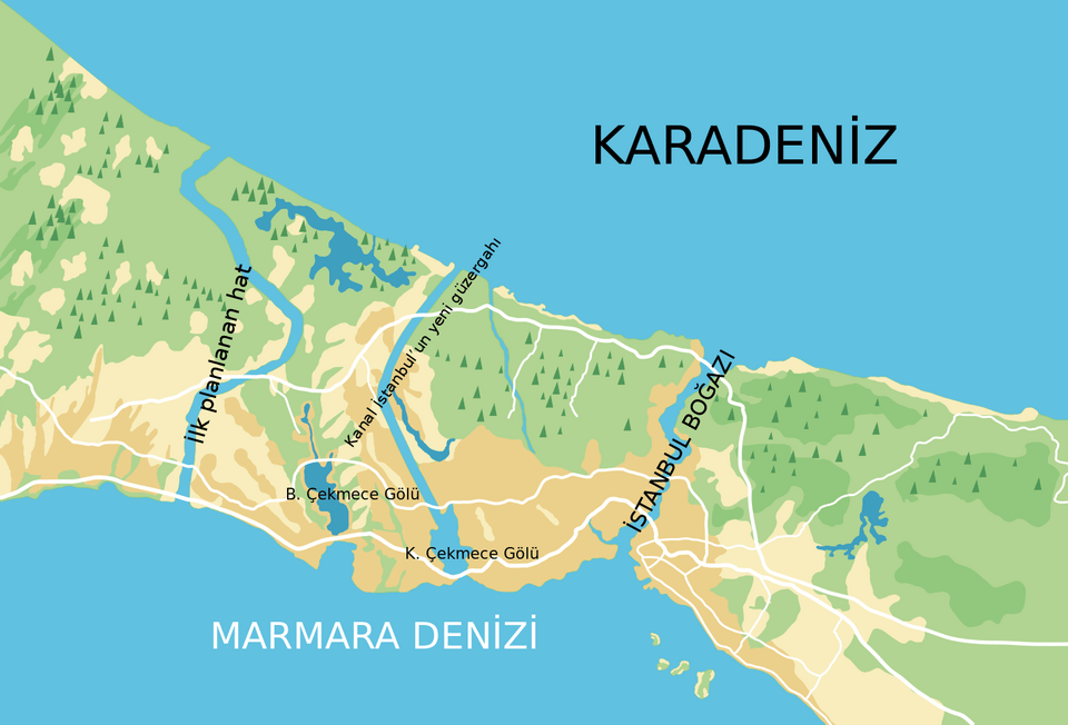 Χάρτης της νέας Διώρυγας της Κωνσταντινούπολης