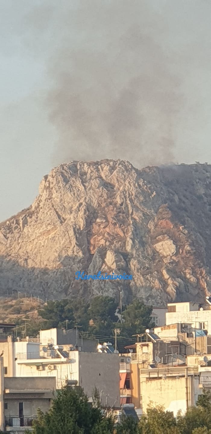Ο καπνός από τη φωτιά είναι εμφανής από μακριά. Εδώ στη φωτογραφία του keratsinivoice.gr