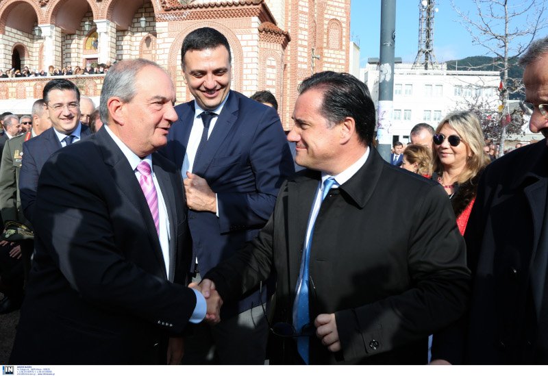 Ο πρώην πρωθυπουργός Κώστας Καραμανλής, ο Βασίλης Κικίλιας και ο Αδωνις Γεωργιάδης