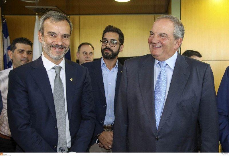 Ο Κωνσταντίνος Ζέρβας και ο Κώστας Καραμανλής