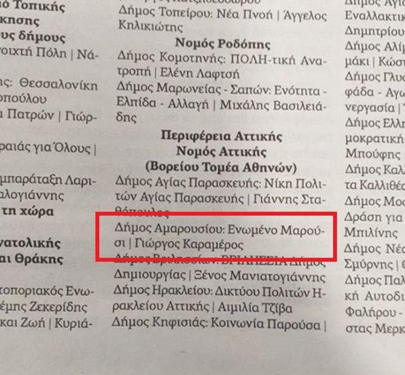 Το δημοσίευμα της Αυγής όπου ανακοινώνει την επίσημη υποστήριξη του Γιώργου Καραμέρου στις δημοτικές εκλογές