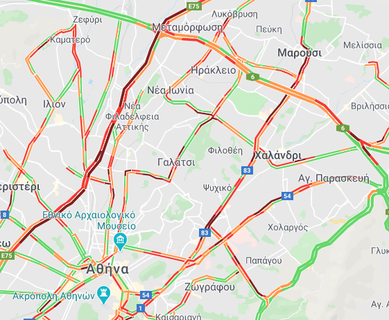 ﻿﻿Δείτε live πως εξελίσσεται η κίνηση στους δρόμους 