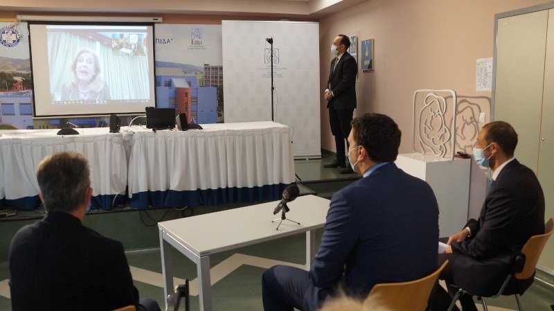 Στιγμιότυπο από την τηλεδιάσκεψη με την Μαριάννα Β. Βαρδινογιάννη