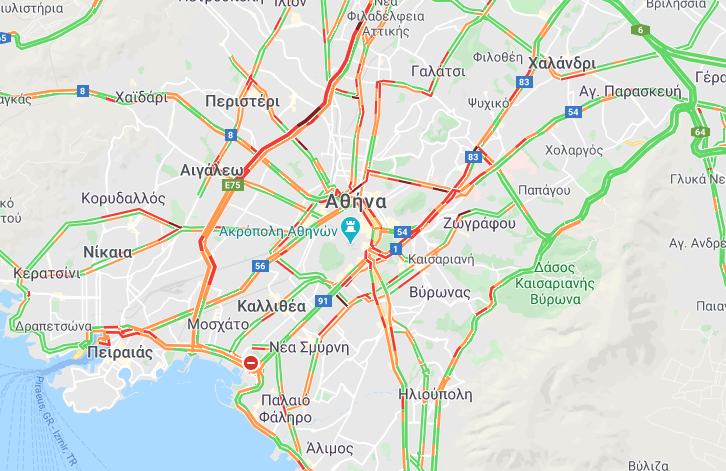 Η κίνηση στην Αττική στις 18.00