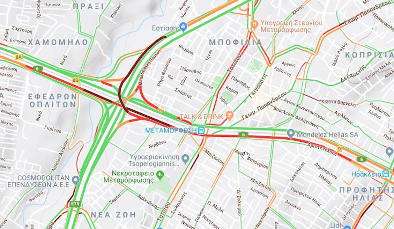 Δείτε live την κίνηση στο σημείο πατώντας ΕΔΩ, μέσω της σχετικής εφαρμογής της Google.