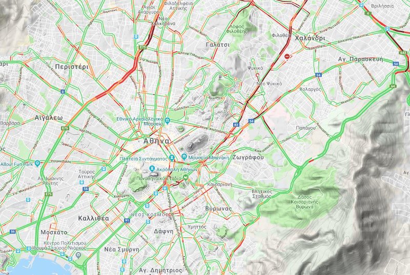 Η κίνηση στους δρόμους στις 09:45