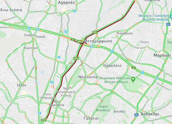 Η Αθηνών-Λαμίας «κοκκίνισε» το πρωί της Δευτέρας