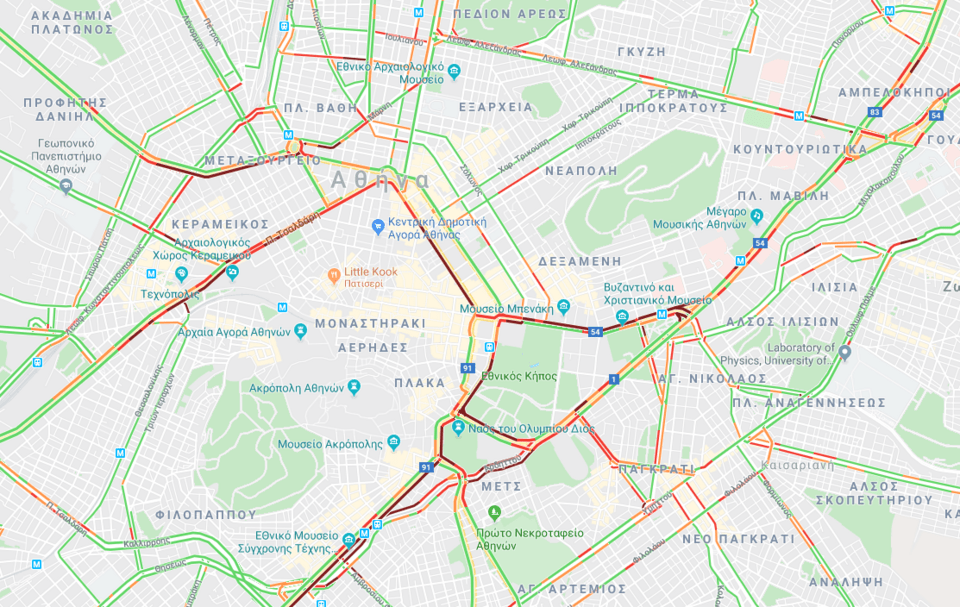 Δείτε εδώ live την κίνηση στους δρόμους