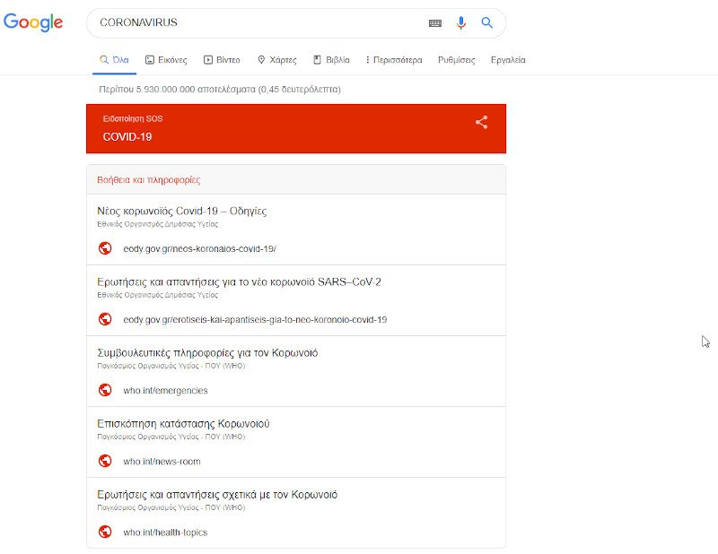 κορωνοιος google