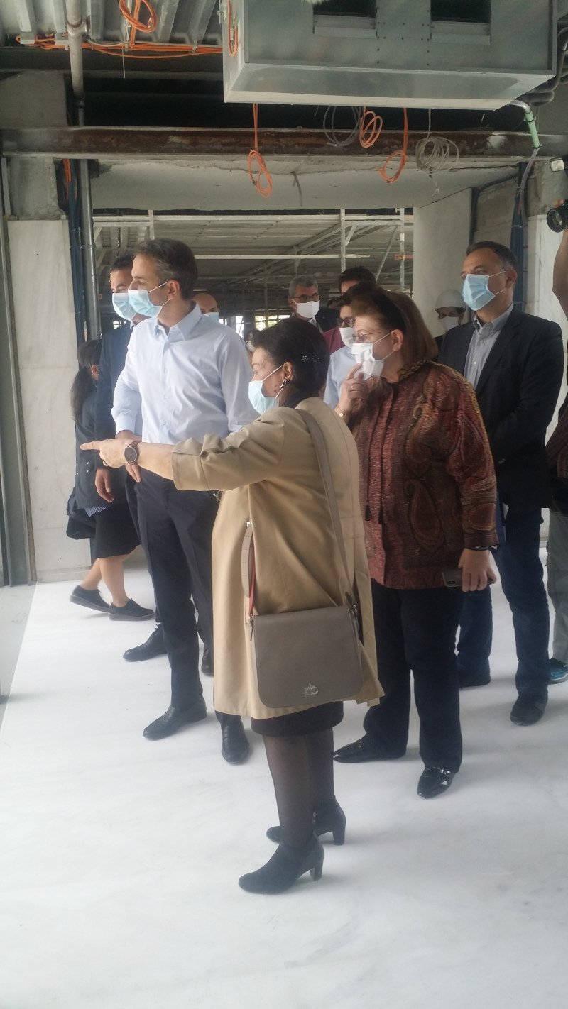 Κυριάκος Μητσοτάκης στο εργοτάξιο της Εθνικής Πινακοθήκης 