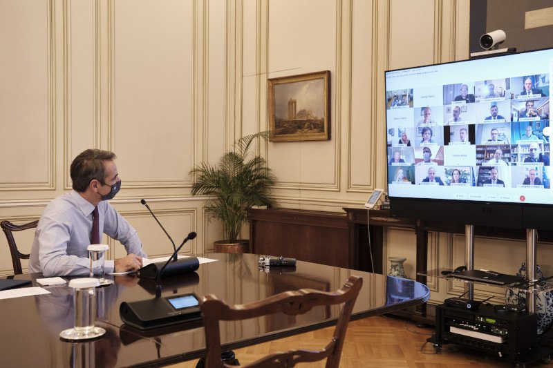 Κυριάκος Μητσοτάκης τηλεδιάσκεψη με ΚΟ ΝΔ