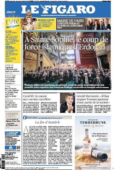 Το πρωτοσέλιδο της Le Figaro