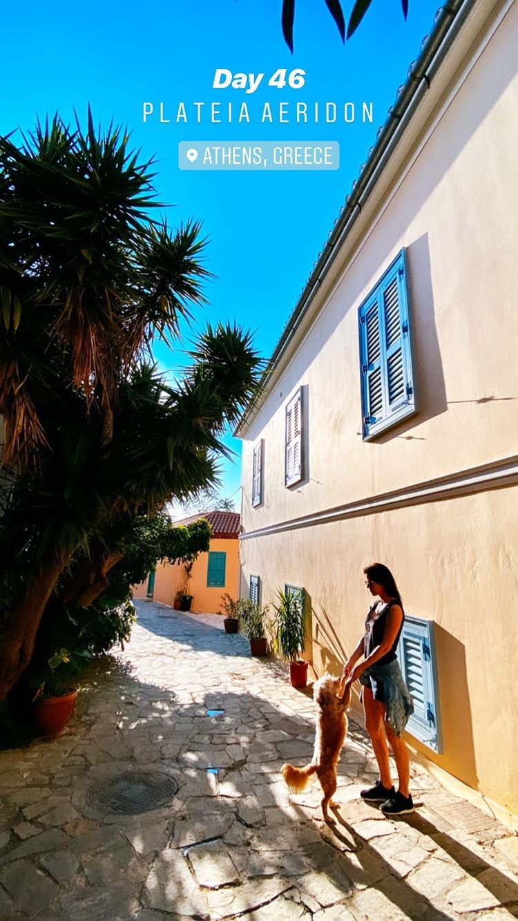 Πλατεία Αέρηδων -Εικονίζεται η φωτογράφος με τον σκύλο της