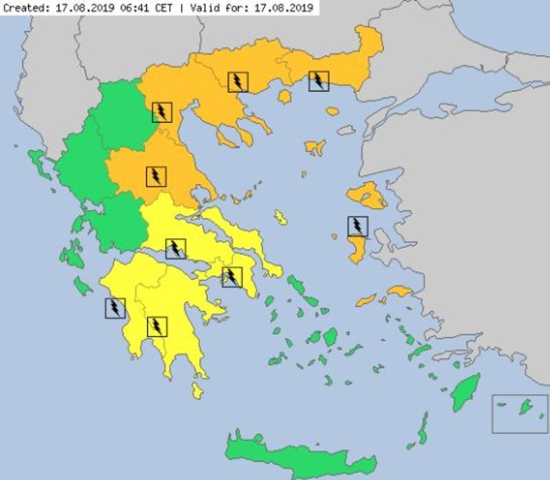 Ο χάρτης του Meteo Alarm για τον καιρό