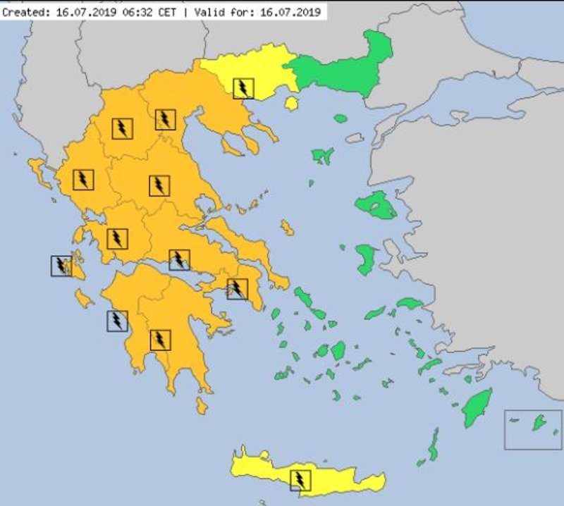 Ο χάρτης προειδοποίησης του meteoalarm
