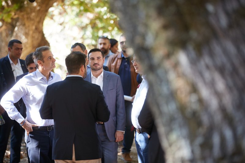 Ο Κυριάκος Μητσοτάκης στα εγκαίνια του αιολικού πάρκου στον Καφηρέα