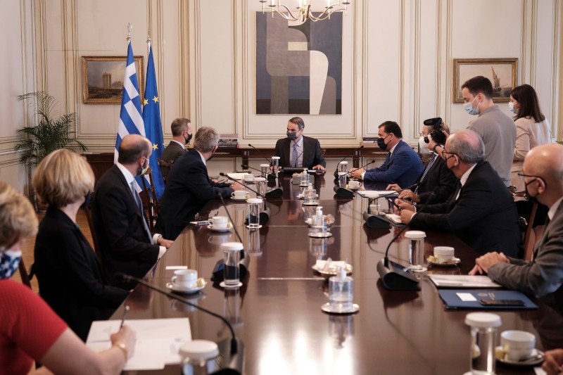 Συνάντηση με το κλιμάκιο του αμερικανικού χρηματοδοτικού οργανισμού είχε η ελληνική κυβέρνηση /Φωτογραφία: Γραφείο Τύπου Πρωθυπουργού