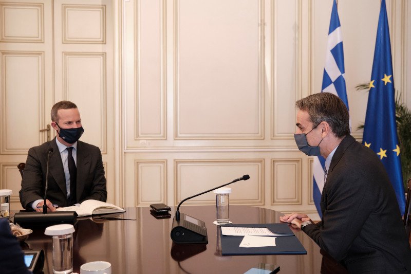 Κ. Μητσοτάκης με τον επικεφαλής του αμερικανικού οργανισμού/ Φωτογραφία: Γραφείο Τύπου Πρωθυπουργού