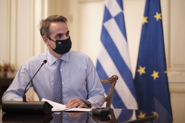 Ο Κυριάκος Μητσοτάκης κατά την τηλεδιάσκεψη με την Αρχή Διαφάνειας -Φωτογραφία: ΓτΠ ΠΑΠΑΜΗΤΣΟΣ ΔΗΜΗΤΡΗΣ