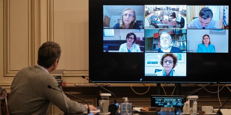 Τηλεδιάσκεψη Μητσοτάκη με εντατικολόγους -Φωτογραφία: EUROKINISSI/Γ.Τ ΠΡΩΘΥΠΟΥΡΓΟΥ /ΔΗΜΗΤΡΗΣ ΠΑΠΑΜΗΤΣΟΣ