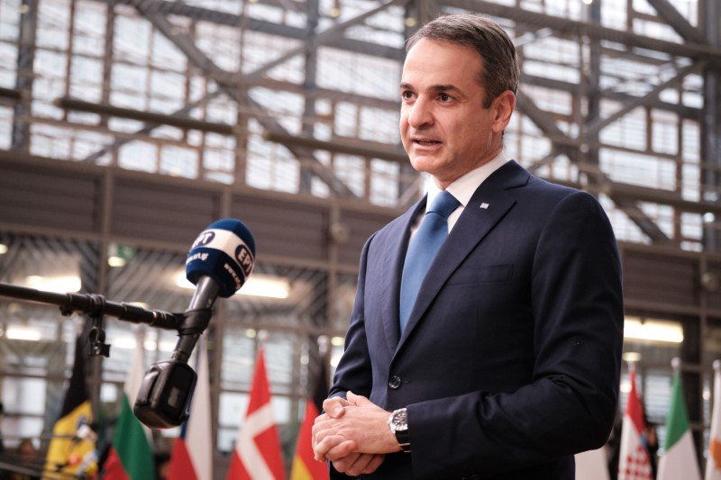 Ο Κυριάκος Μητσοτάκης κάνει δηλώσεις προσερχόμενος στην σύνοδο Κορυφής της ΕΕ -Φωτογραφία: EUROKINISSI/ΓΡΑΦΕΙΟ ΤΥΠΟΥ ΠΡΩΘΥΠΟΥΡΓΟΥ/ΔΗΜΗΤΡΗΣ ΠΑΠΑΜΗΤΣΟΣ