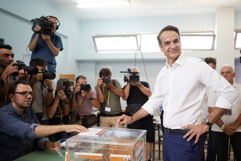 Ο Κυριάκος Μητσοτάκης στην κάλπη